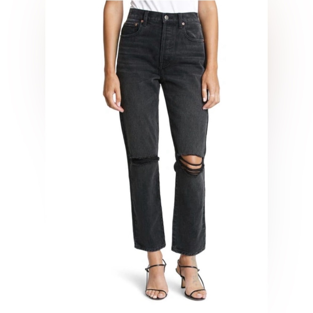 Pistola Keaton High Waisted Slim‎ Straight Jeans in Taurus Black Size 27